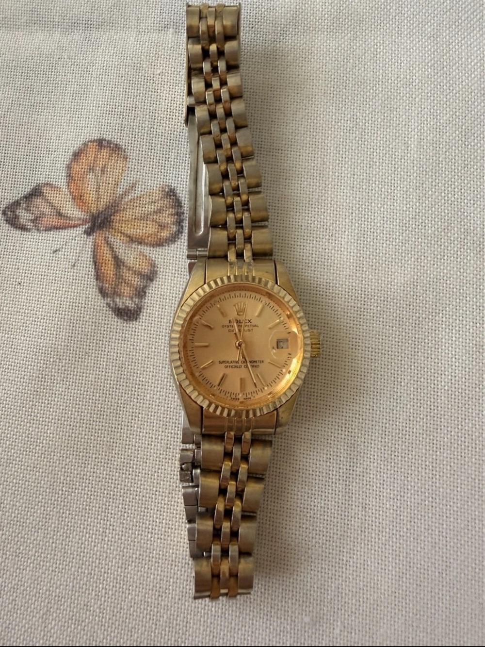 Gold Tone Ladies Wristwatch - Two-Tone Bracelet